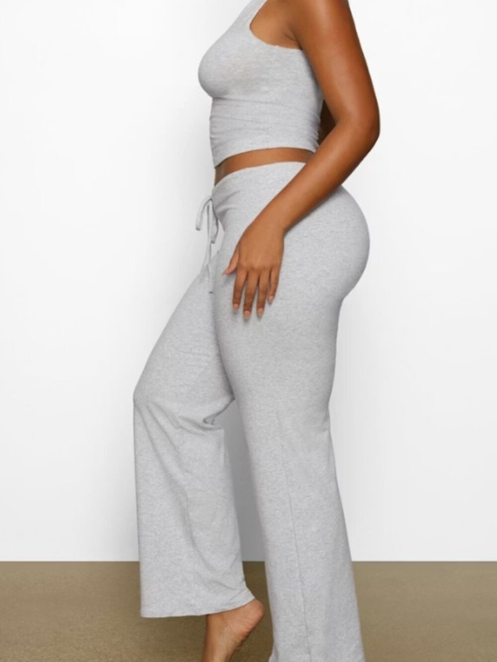 NEW SKIMS Cotton Jersey Straight Leg Pant Large Light Heather Gray NWT